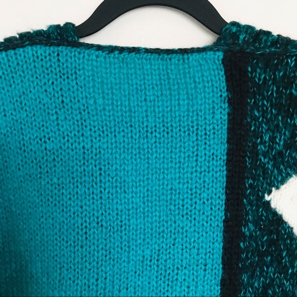 Susann D Vintage Teal Geometric Shapes Sweater L - Picture 4 of 14